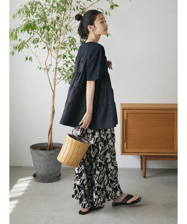 CRAFT STANDARD BOUTIQUE 異素材ティアードカットチュニック Black