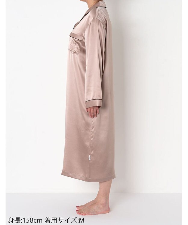 ワコール／睡眠科学 【ネグリジェ】　長袖　シルク　絹100%　吸放湿性　睡眠科学／ワコール　YNX544 ロマンピンク