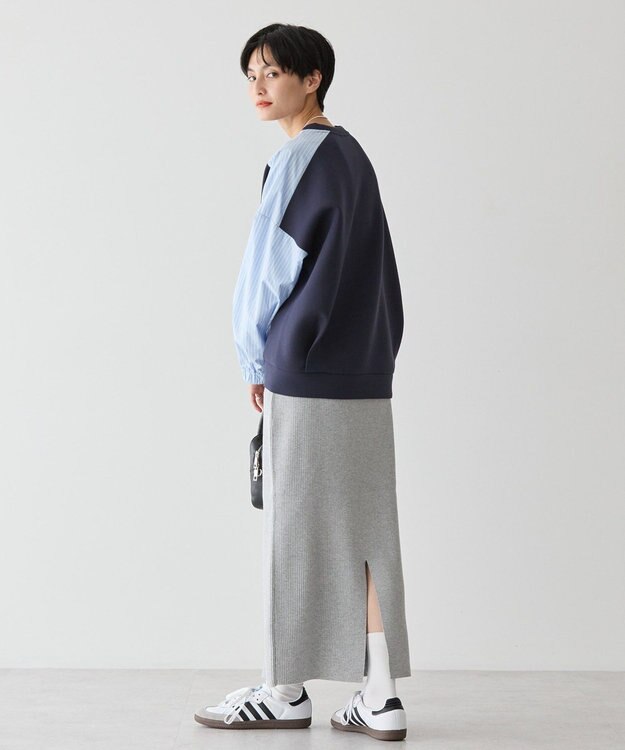 AMERICAN HOLIC 異素材コクーンポンチプルオーバー Navy