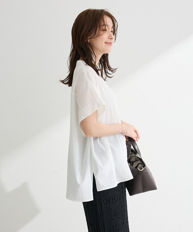 Green Parks 半袖シアースキッパーブラウス Off White