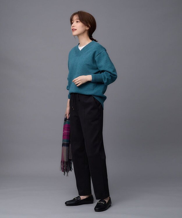 ANY L 【ストレッチ/ウエストゴム】エニィーヒート テーパードパンツ ブラック