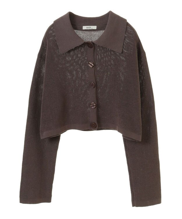 earth music&ecology ＳＥＴ２点襟付きカーディガン＋ニットワンピース Mocha