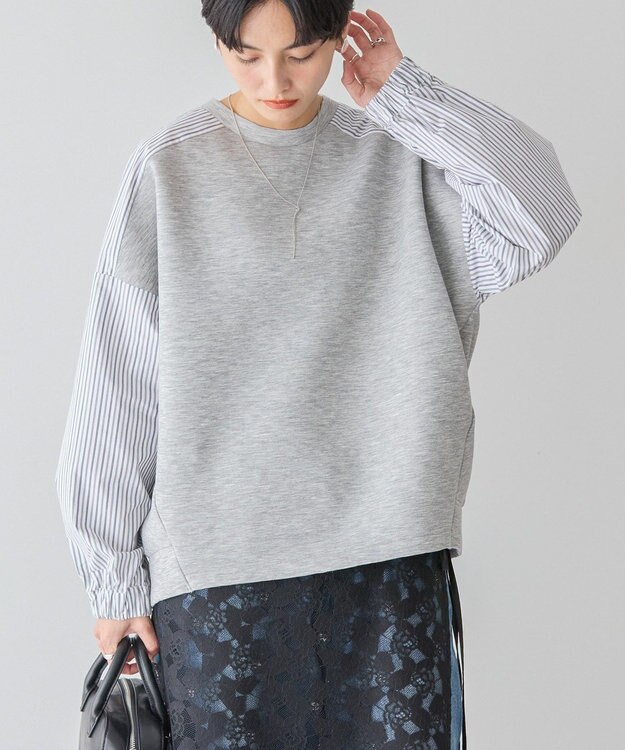 AMERICAN HOLIC 異素材コクーンポンチプルオーバー Light Gray