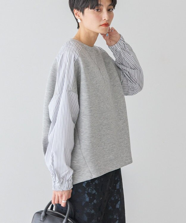 AMERICAN HOLIC 異素材コクーンポンチプルオーバー Light Gray