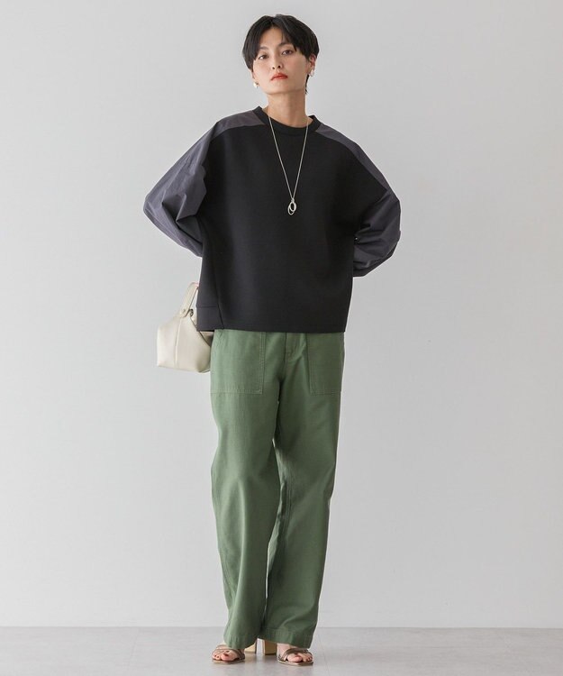 AMERICAN HOLIC 異素材コクーンポンチプルオーバー Black