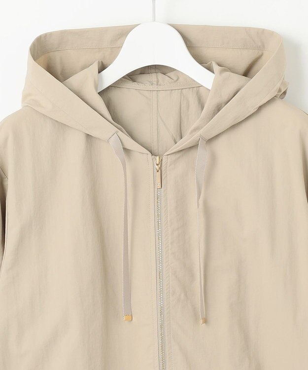 自由区 【撥水加工・UVケア・洗える】ライトグログランフーデッド コート ベージュ