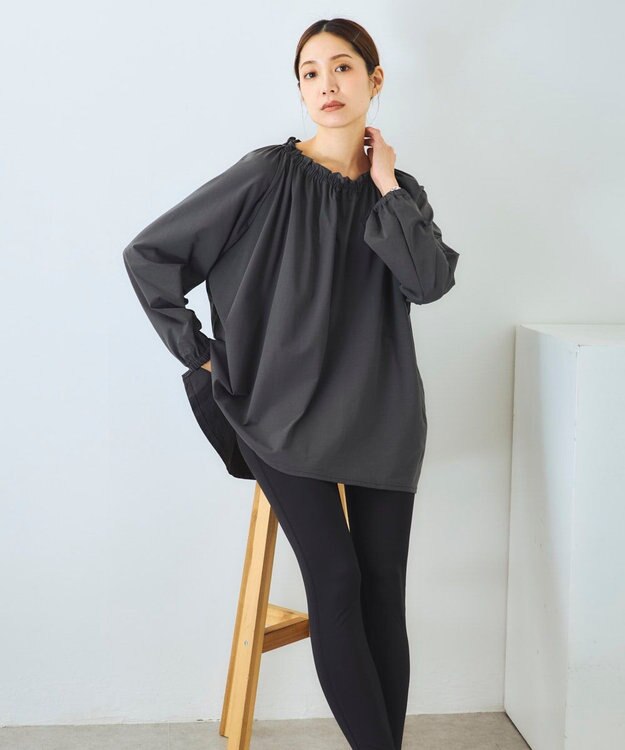 OP／FILA 【Kappa】デザインブラウスラッシュガード 上下セット ダークグレー