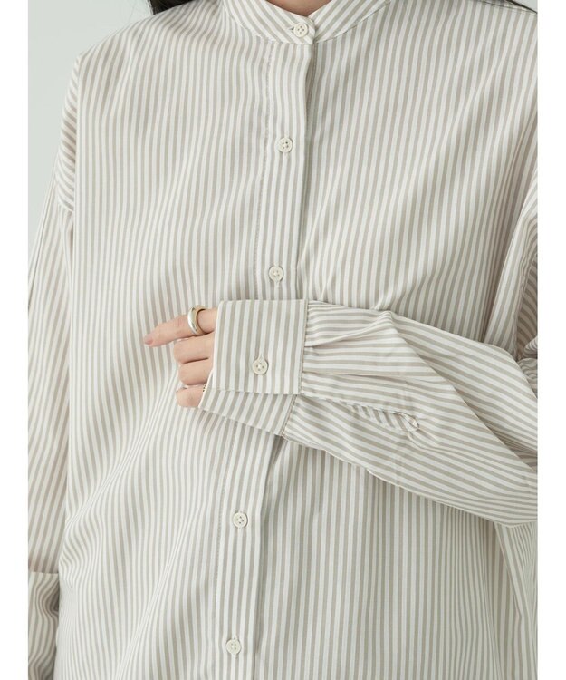 earth music&ecology ドルマンストライプシャツ Stripe Beige