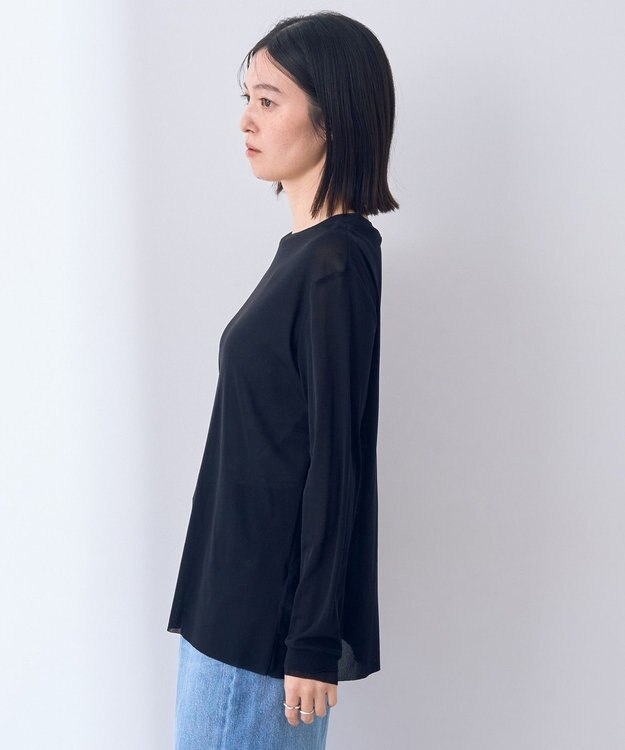 YECCA VECCA クルーネックレイヤードシアートップス Black