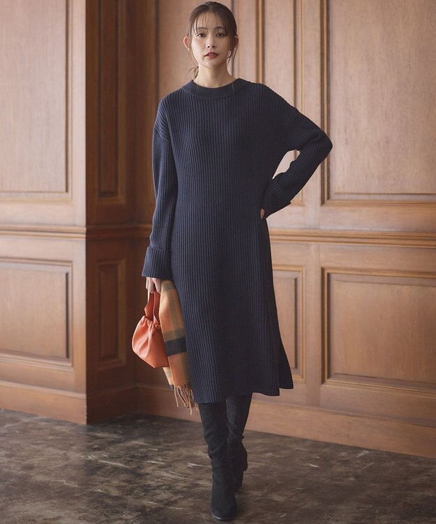 組曲 バルキーニット ワンピース ネイビー系