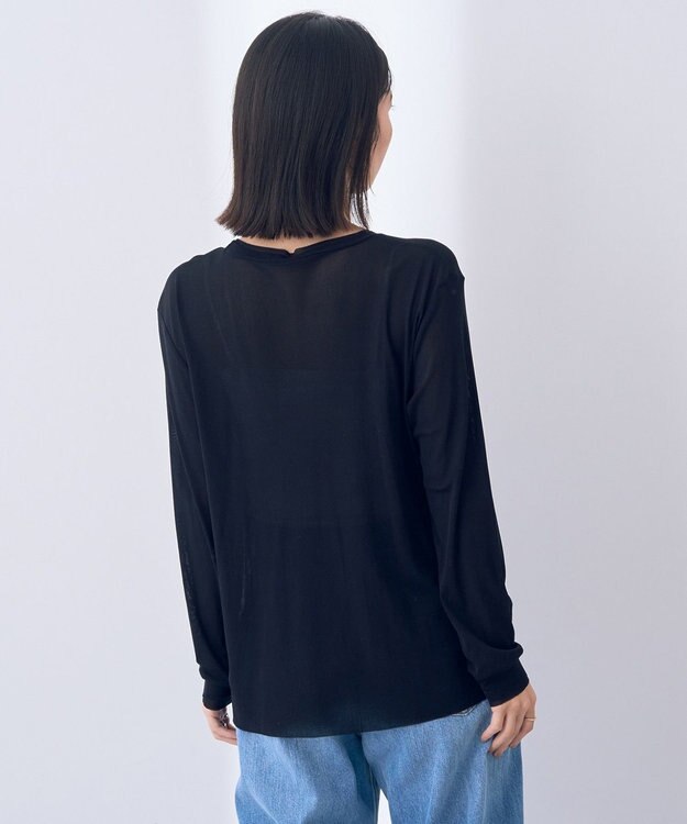 YECCA VECCA クルーネックレイヤードシアートップス Black