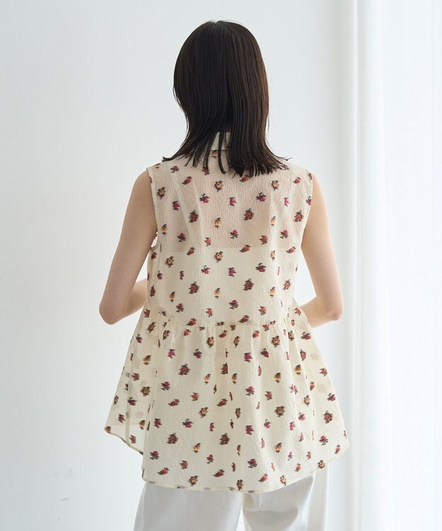 YECCA VECCA シアージャガードペプラムブラウス Ivory