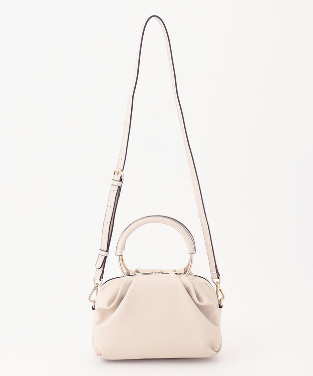 23区 メタルハンドル ショルダー バッグ アイボリー系