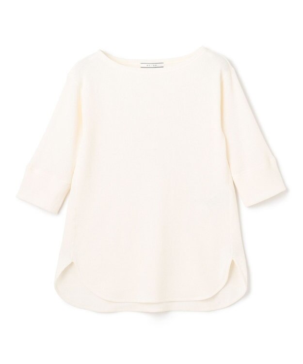 BEIGE， 【洗える】GLOBE / コットンリブ7分袖カットソー Ecru