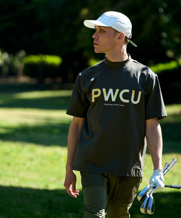 PW CIRCULUS 【吸水速乾 / UV遮蔽率99% UVカット / ストレッチ】【MEN】バックメッシュポケットモックT ゴルフ カーキ系