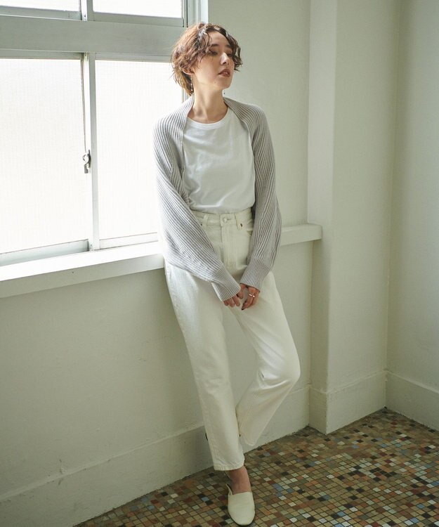 #Newans 【洗える】エアリーウールボレロカーディガン ライトグレー系