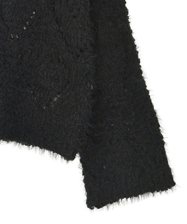 earth music&ecology シャギーミックス透かしハート柄ニットプルオーバ Black