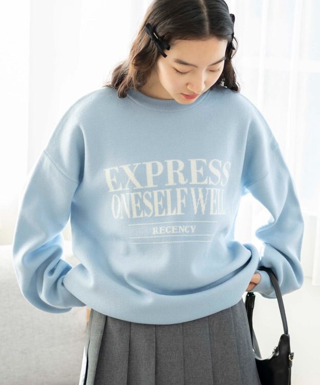 WEGO ジャガードニットプルオーバー サックス