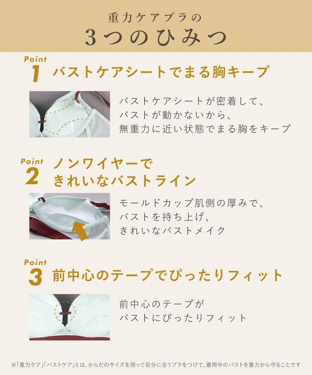 WACOAL ノンワイヤーブラ 【重力ケアブラ】 バストを重力から守る まる胸をキープ サイドのラインすっきり Gカップまで対応 大きいサイズ レディース BXB114 /ワコール ベージュ