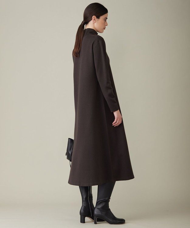 ICB L ウールブレンドスムース ハイネックワンピース バーントブラウン系