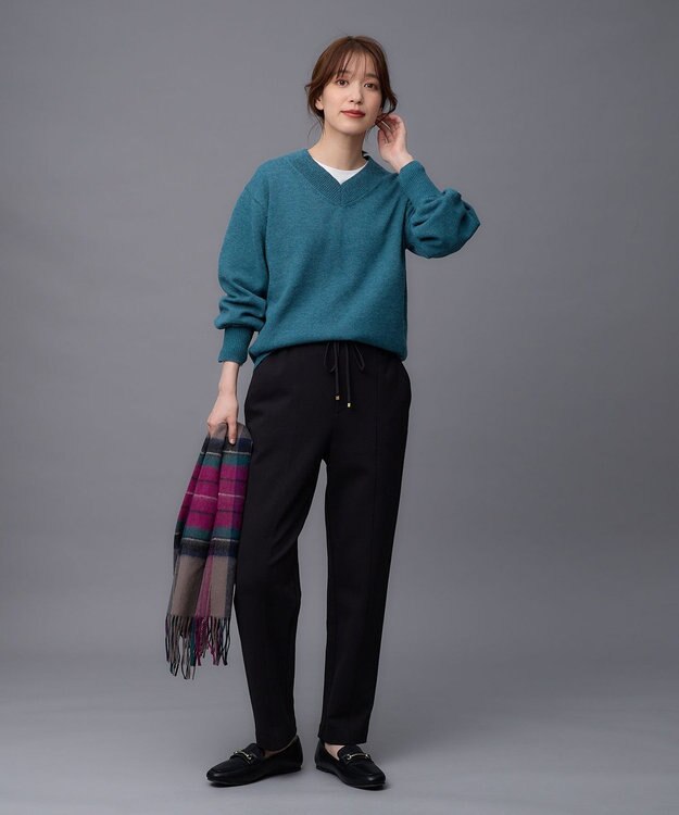 ANY L 【ストレッチ/ウエストゴム】エニィーヒート テーパードパンツ ブラック