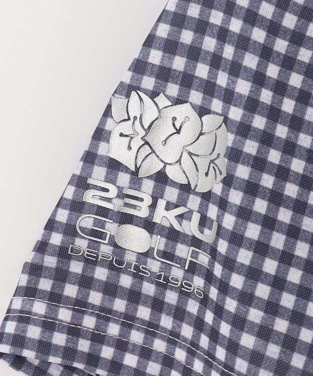 23区GOLF 【WOMEN】【接触冷感・UVケア・吸水速乾】ギンガムチェック柄 ポロシャツ ネイビー系3