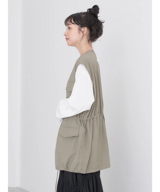 earth music&ecology ドロストコードジレ Khaki