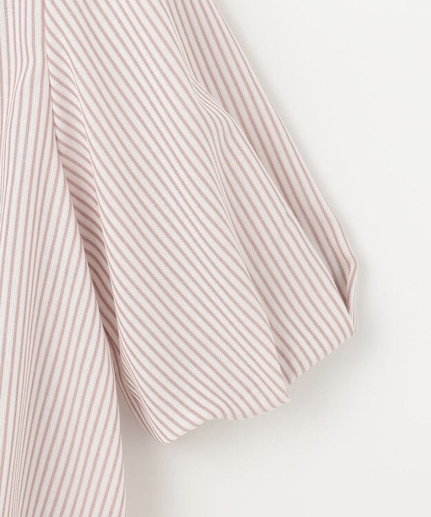 J.PRESS LADIES 【洗える】ドビー強撚ストライプ コクーンシルエット ブラウス ピンク系1