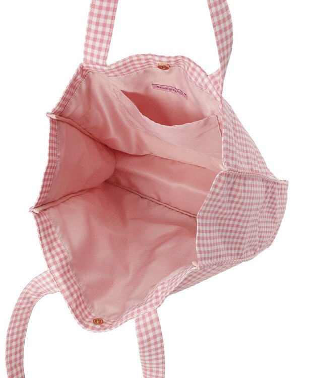 Maison de FLEUR ブランドロゴ刺繍ギンガムスクエアトート Pink