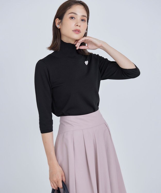 組曲 【6色展開・UVケア】モダンタートルニット ブラック系