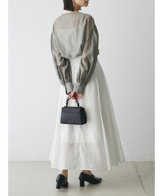 Green Parks AnriettMusee ドットフレアーロングスカート Off White