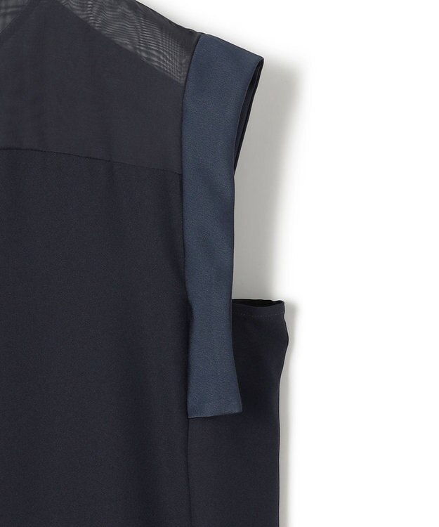 ICB L 【UVケア・接触冷感・速乾・洗える】 FluidBackSatin デザインワンピース ネイビー系