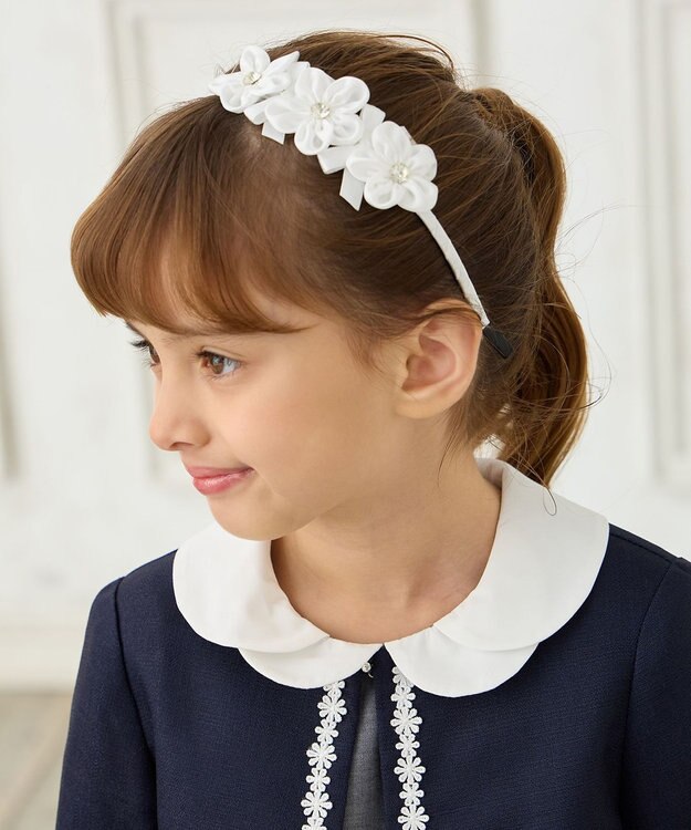ANY KIDS お花×リボンカチューシャ ホワイト