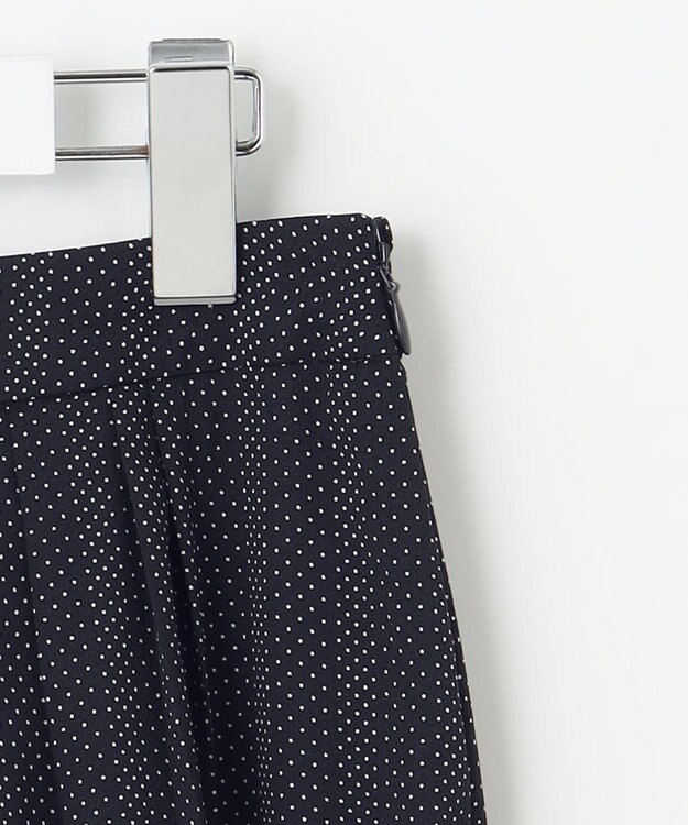 J.PRESS LADIES L 【洗える】ドットデシンプリント タック スカート ネイビー系