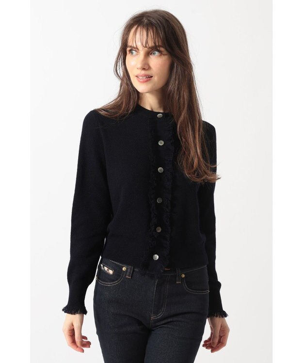 DAKS フリンジデザイン カーディガン ネイビー