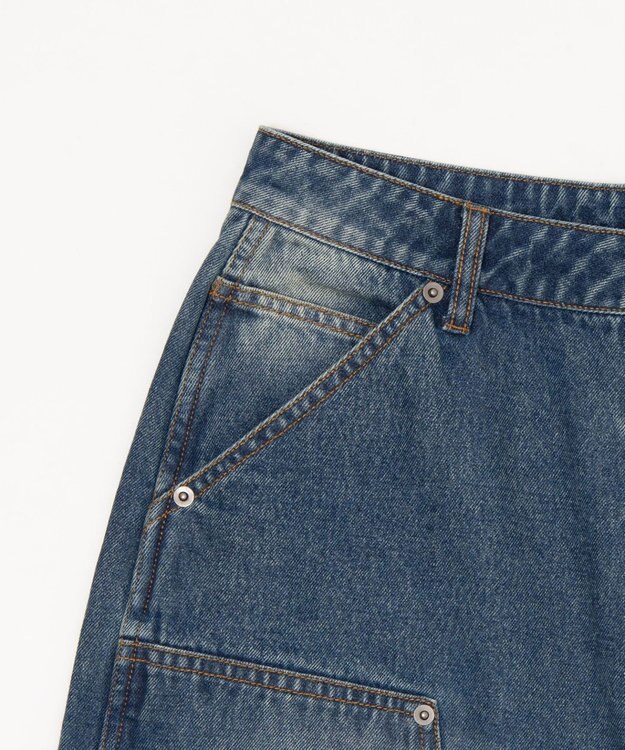 WEGO 【ユニセックス着用ITEM】ダブルニーデニムショーツ デニム中濃加工色