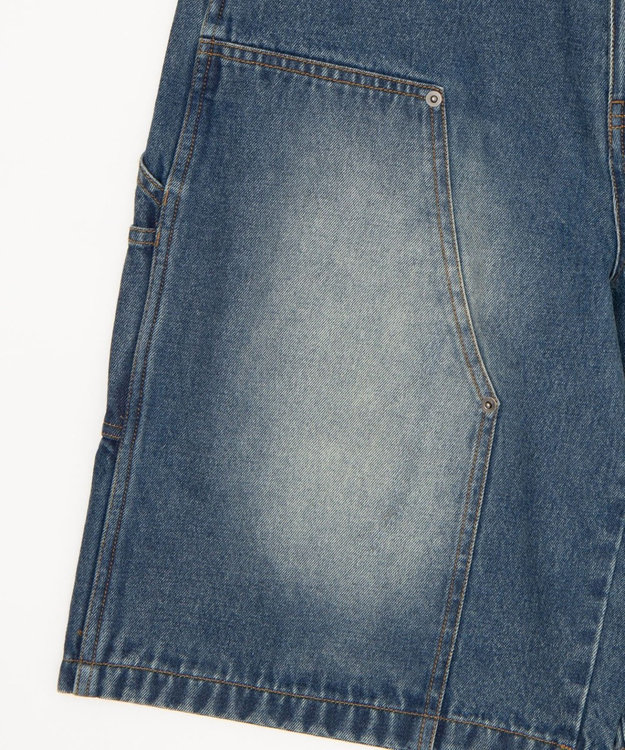 WEGO 【ユニセックス着用ITEM】ダブルニーデニムショーツ デニム中濃加工色