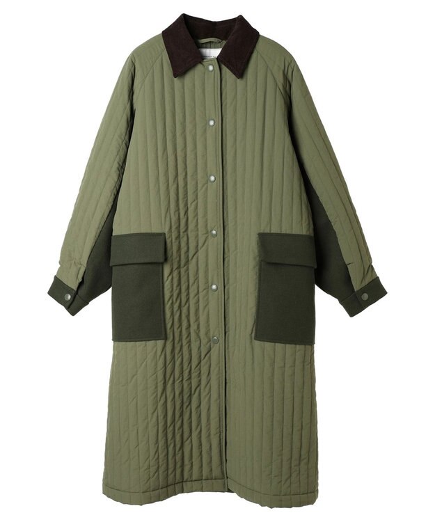 AMERICAN HOLIC キルポカ異素材Ｍｉｘロングコート Khaki