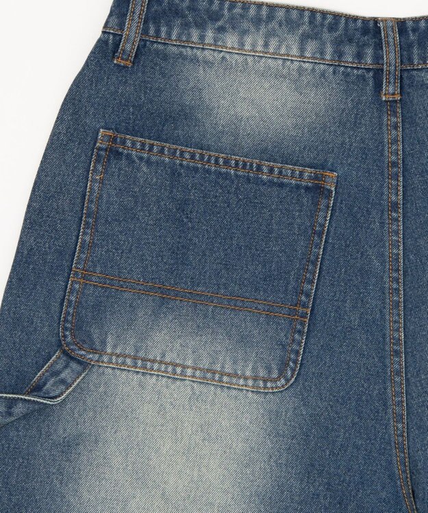 WEGO 【ユニセックス着用ITEM】ダブルニーデニムショーツ デニム中濃加工色
