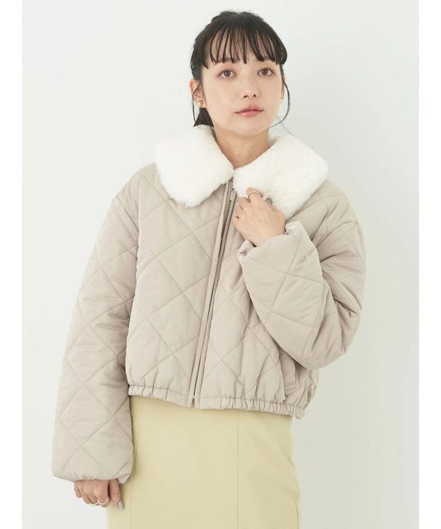 earth music&ecology ファーカラーブルゾン Beige