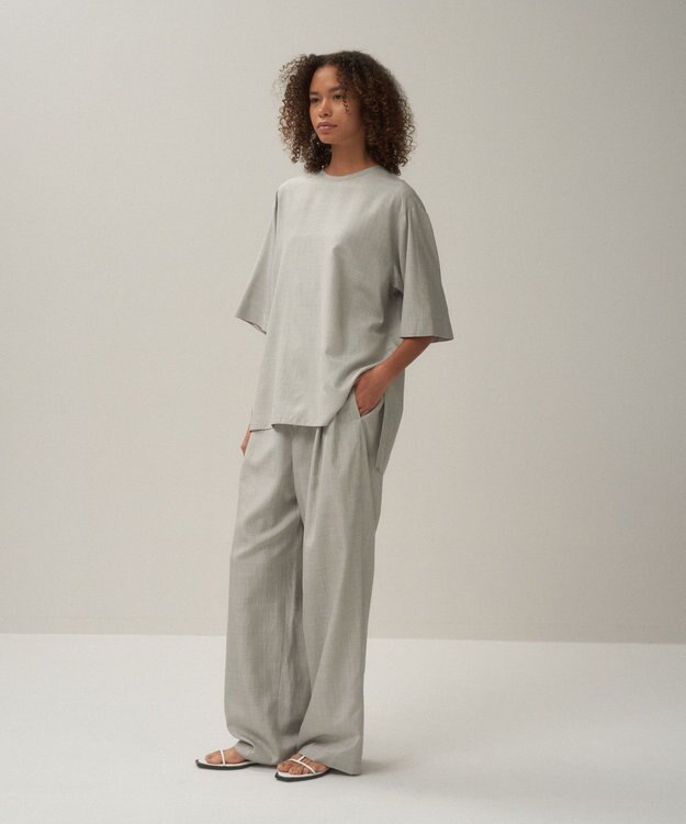 ATON SILK TROPICAL | イージーワイドパンツ TOP GRAY