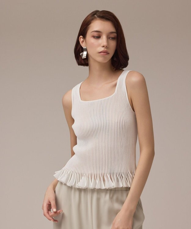 GRACE CONTINENTAL シアーフリルニットトップ ホワイト