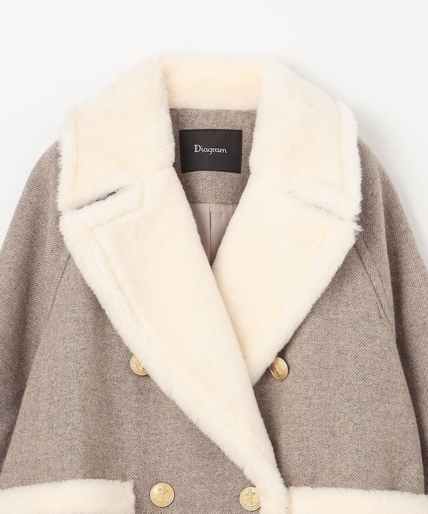 GRACE CONTINENTAL ボアカラーPコート ベージュ