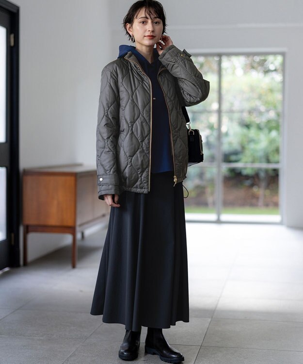 23区 中綿パディング フード2WAY アウター ダークグレー系