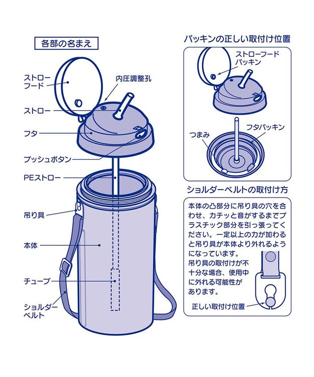 MIKI HOUSE HOT BISCUITS 【ミキハウス】 ミキハウスベア 保冷ストローホッパー（450ｍｌ） 紺