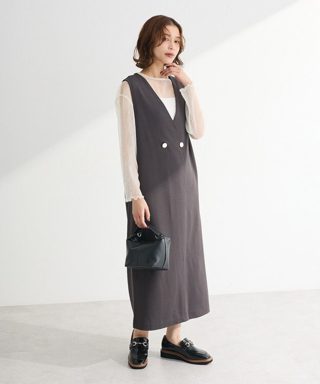 Green Parks ジャケット風ジャンパースカート Dark Gray