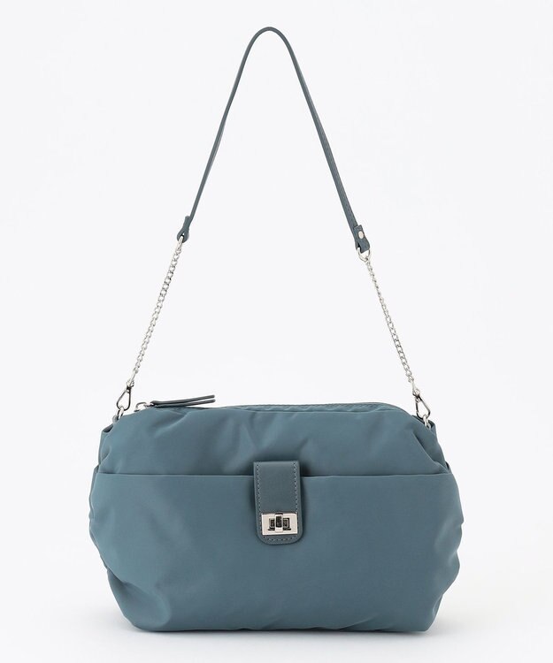 J.PRESS LADIES 【2way】ナイロンギャザー ショルダー バッグ スモーキーグリーン系