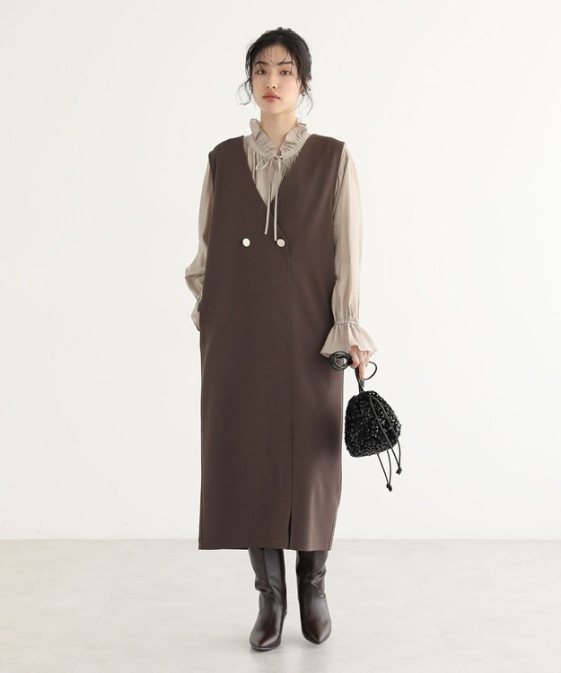 Green Parks ジャケット風ジャンパースカート Brown