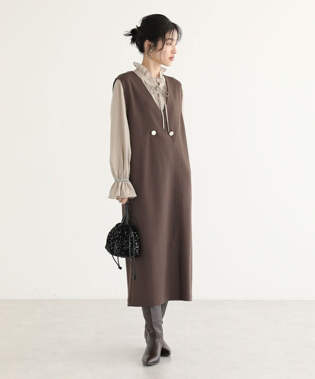 Green Parks ジャケット風ジャンパースカート Brown