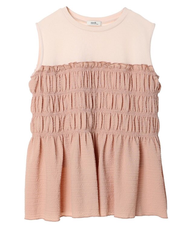 earth music&ecology ドッキングシャーリングプルオーバー Pink Beige